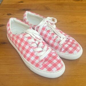 J. Crew Women Sneakers gingham pink checkered size 8